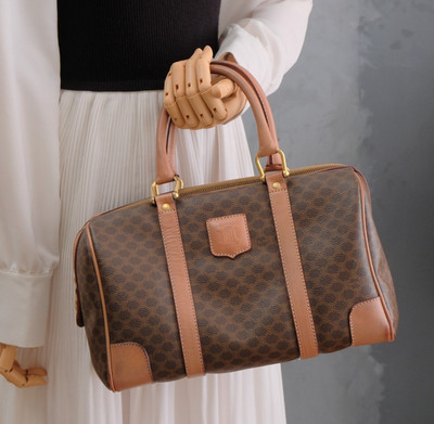 CELINE Hand Mini Boston bag Purse Macadam Authentic