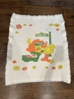 Vintage Sesame Street Baby Blanket Thermal Waffle Satin Trim Muppets Big Bird