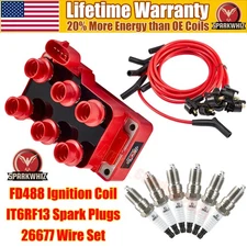 Ignition Coil + Wire Set +Spark Plug for Ford Mazda Mercury Contour Jaguar FD488