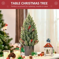 HOMCOM 18 Tall Unlit Miniature Snow-Flocked Tabletop Artificial Christmas Tree,