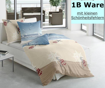 Irisette Seersucker Bettwäsche 135x200 Baumwolle Sommer 2tl maritim Boot Möwe 1b