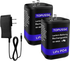 Rechargeable 6 Volt 4.5AH LiFePO4 Lantern Battery with Charger 1500 Cycles, ...