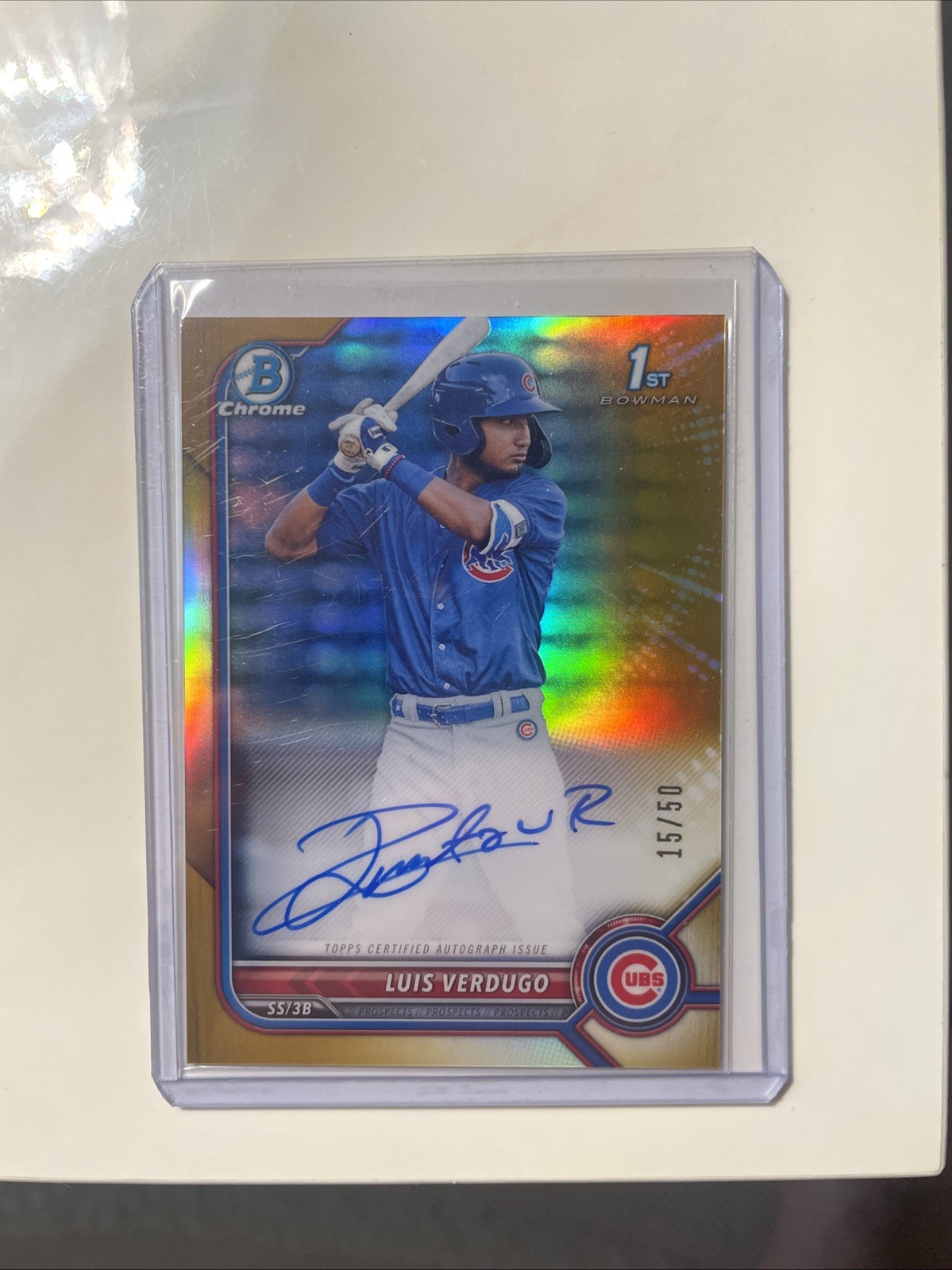 2022 Bowman Chrome Baseball Luis Verdugo Gold 1st Auto /50 No.CPA-LV