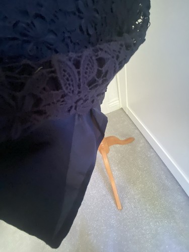 JIGSAW navy blue silk cutwork lace dress UK 10 worn once EXCELLENT wedding party - Picture 6 of 9