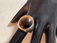 RARE HUGE AUTHENTIC SIGN STERLING SILVER TIGER EYE LARGE OVAL 9 MENS RING NR
