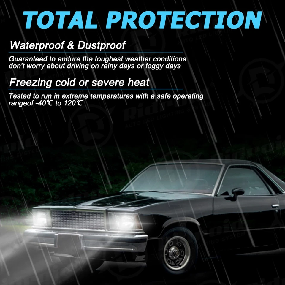 Pair 5x7" 7x6" LED Headlights Hi/Lo Beams For Dodge D150 D250 D350 Ram 50 H4 Foto 4 de 4