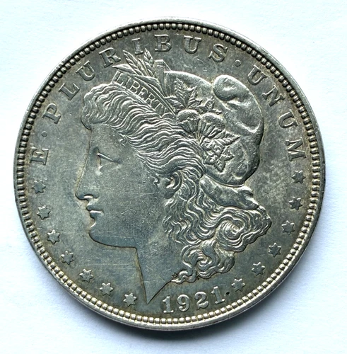1921 D Morgan Silver Dollar, circulated, minted in Dever