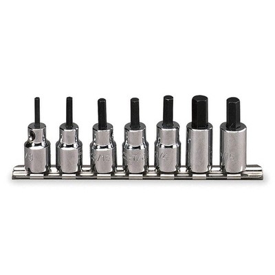 PROTO J4990-7ST Socket Bit Set, Steel, DrSz 3/8 in,SAE 4JW01