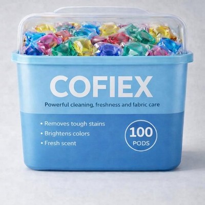 COFIEX Laundry Detergent Pods, 100 Count, Stain Removal, Fresh Fragrance