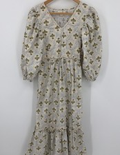 The Stock Place Smocked Tiered Cotton Sz S Dress Cottagecore Boho Church Floral