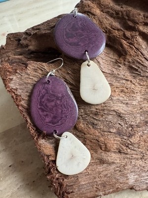 Tagua Nut umweltfreundliche Ohrringe mit Sterling Silber Ohr Drähten