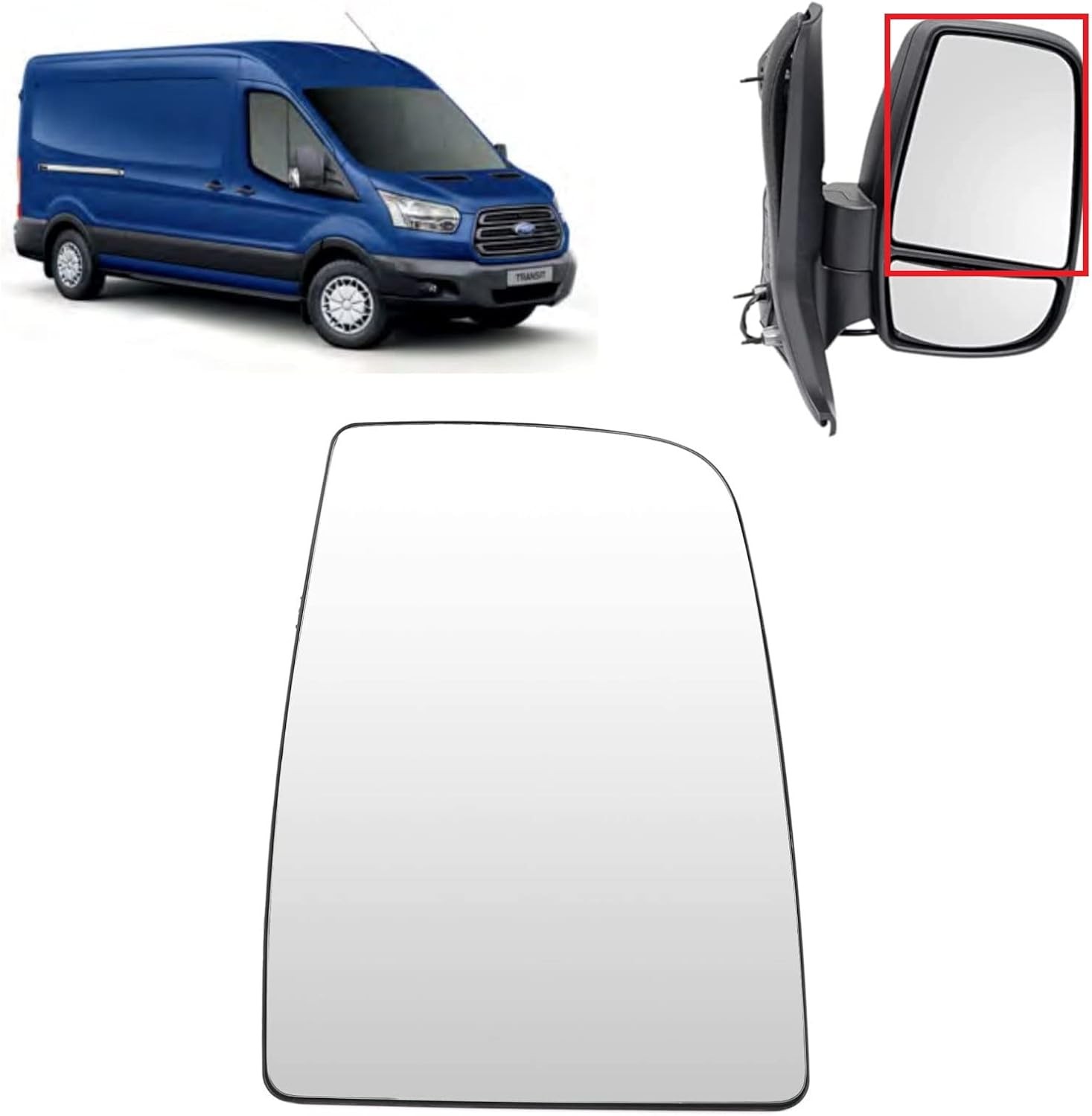 BIAREN Wing Mirror Upper Glass Right Driver Side Non-Heated For Ford Transit Mk