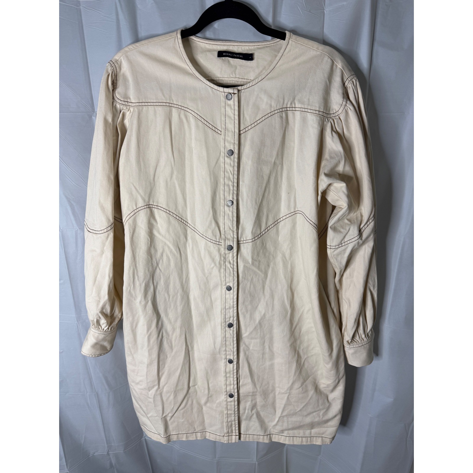 Magali Pascal Cream Contrast Stitch Long Sleeve B… - image 1