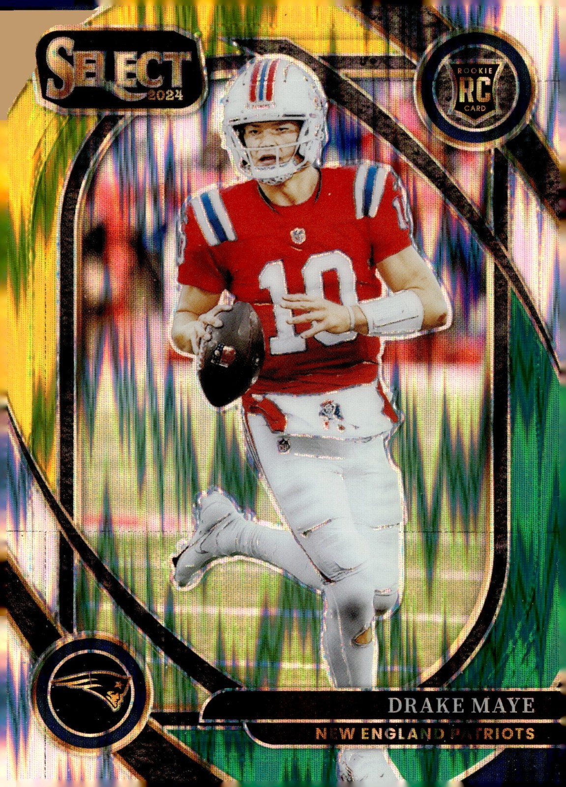 2024 Panini Select - Club Level Drake Maye #218 Green & Yellow Shock Prizm (RC)