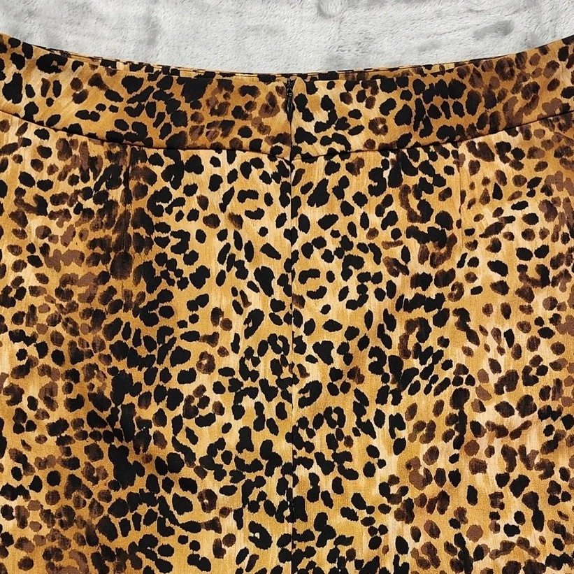 Falda Adrienne Vittadini para mujer 10 color negro tostado estampado animal lápiz cremallera trasera abertura Foto 4 de 4