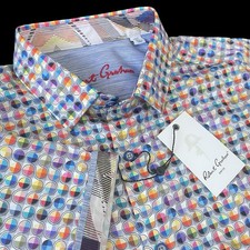 Robert Graham Prosser Colorful Geo Print Short Sleeve Shirt Size XL 198