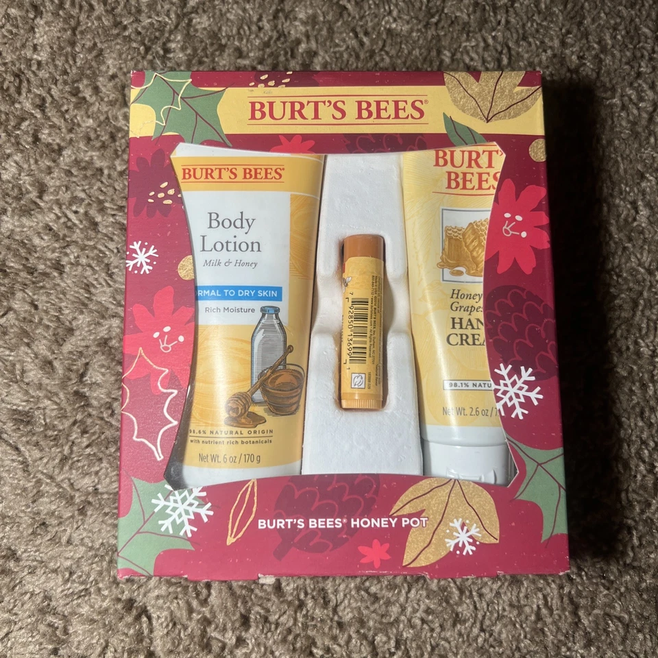 Burt’s Bees Holiday Gift Set Lot – Hand Cream, Lip Balm, Tinted Balms – Sealed! - Image 2 of 4