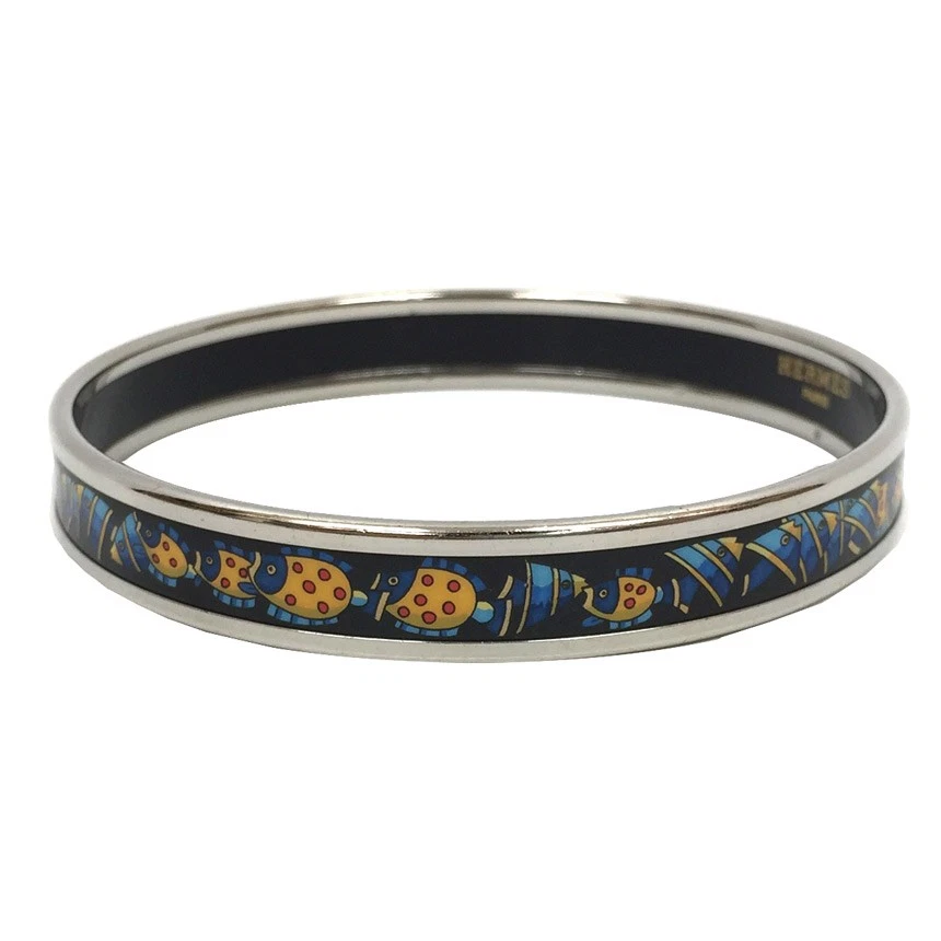 HERMÈS 3. Bracciale Hermes Smalto Pm Pesce Tropicale Incontro Atlantico Nero Argento