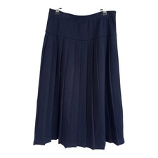Alfred Dunner Vintage Navy Pleated Midi Skirt Made in USA Size 10 Old Money