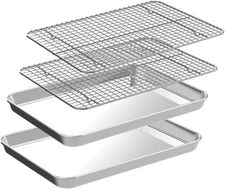 Quarter Sheet Pan with Cooling Rack Set Size 12 x 9.8 x 1 Inch