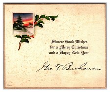 Original 1901 Victorian Trade Card - Christmas Greetings / New Years Holiday