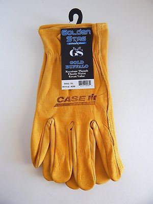 Case IH Golden Stag Gold Buffalo Keystone Thumb Elastic Wrist Gloves Size:M- XXL