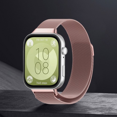 Milanese Magnetic Strap Adjustable Wristband for Huawei Watch Fit 3 (Rose Pink) - Zdjęcie 2 z 8