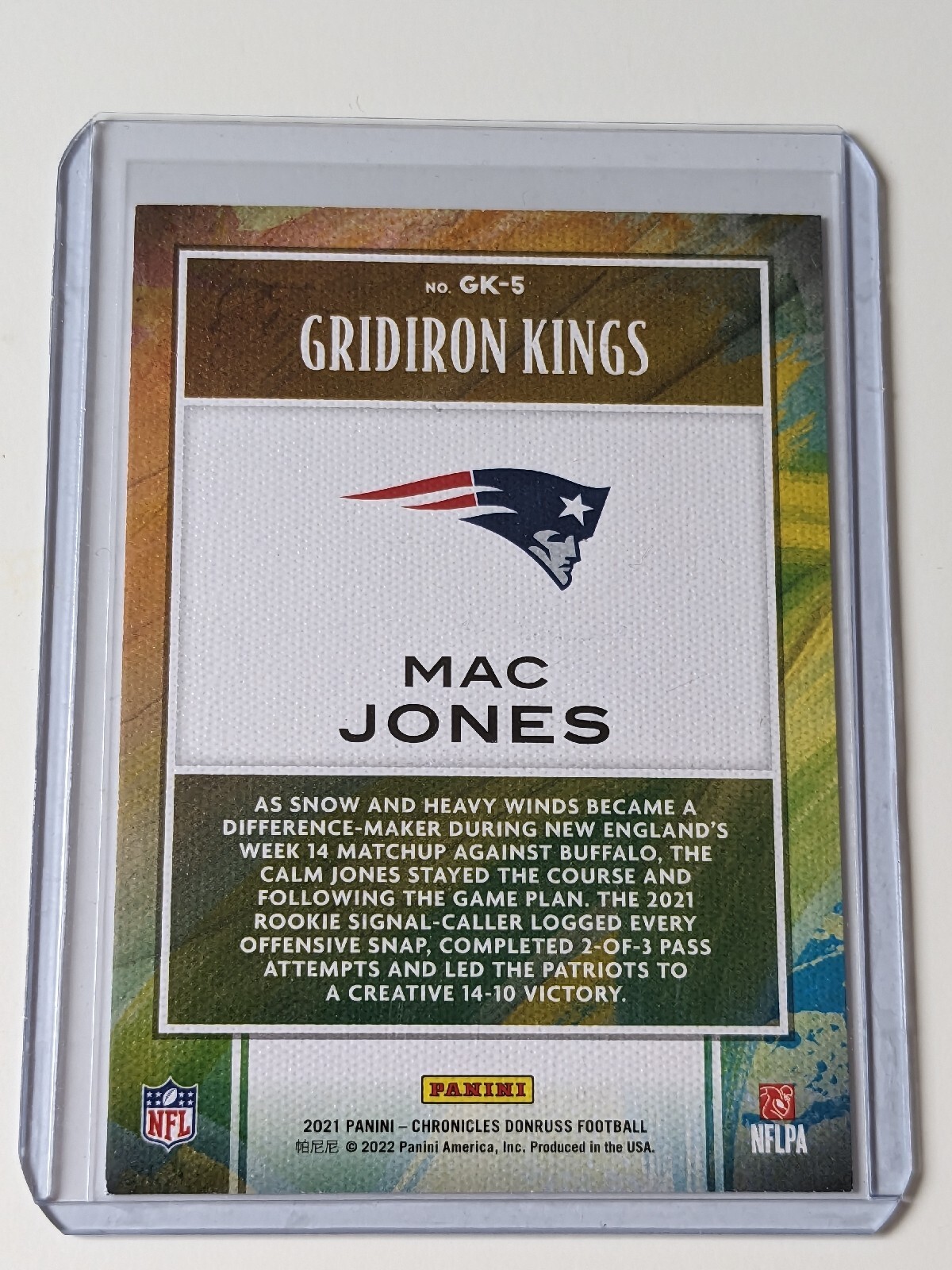 Panini Chronicles 2021 Mac Jones Patriots Rookie RC Gridiron Kings Pink