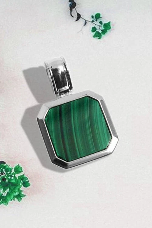 Green Malachite Men's Pendant 925 Sterling Silver Pendant Mens Jewelry - Изображение 3 из 3
