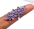 8.20 Gm 925 Sterling Silver Natural Amethyst Cut Gemstone Fine Ring Size 7.4" US