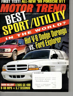 Motor Trend Magazine November 1997 Issue - Exclusive Car Reviews & News