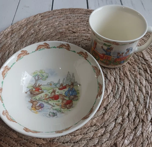 Royal Doulton (U.K.) Bunnykins English Fine Bone China Cup + Bowl Set