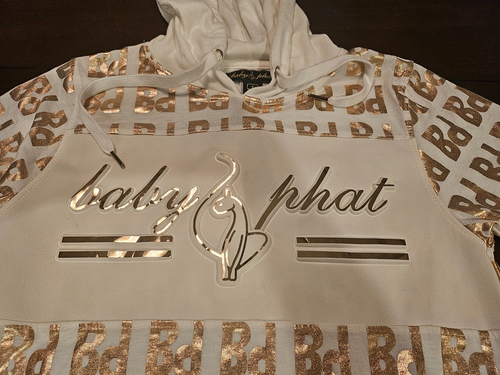 Baby Phat Women's White/Gold Hoodie Bd Logos Y2K Vintage Size Small - Picture 3 of 7