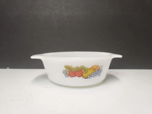 Vtg Anchor Hocking Fruit Casserole Dish No Lid  #472 5” Small Milk Glass USA