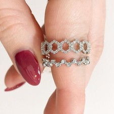 Round Cut Two Stacking Rings, Round Bezel Set Wedding Band, Matching Silver Band