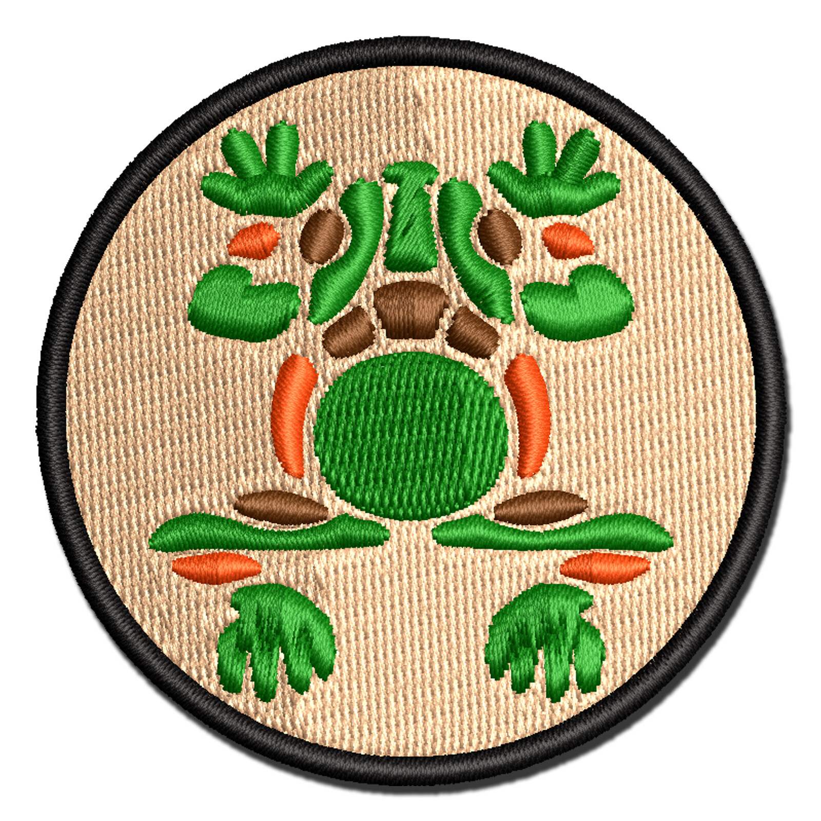 Southwestern Style Tribal Frog Toad Multi-Color Embroidered Iron-On Patch