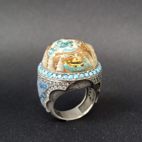 Turkish Artisian Handmade Istanbul Blue Mosque Sterling Silver Men's Ring Sz 11 - Picture 5 of 17