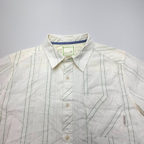 Horny Toad Short Sleeve Shirt Mens Large White Striped Outdoor Cotton Hiking - Picture 5 of 9