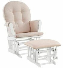 Baby Rocker Glider Nursery Rocking Chair and Nursing Ottoman Stool Pink White