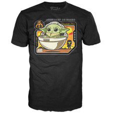 BABY YODA GROGU Funko Brand Star Wars Mandalorian T-Shirt "Baby On Board" NEW