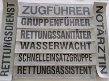 R&uuml;ckenschild "BETREUUNGSDIENST",  DRK BRK SEG Arzt (42 cm x 8 cm)