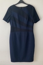 Marks & Spencer size 14 Eur 42 blue & black mix work office zip up dress