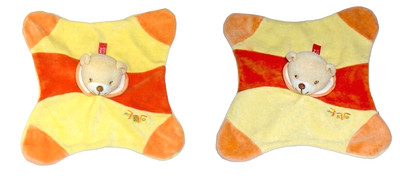 2 x Maximo Schmusetuch Teddybär Bär Teddy orange gelb Schnuffeltuch Kuscheltuch