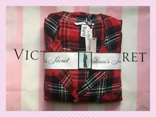 VICTORIA'S SECRET Flannel Pajama Soft Cozy PJ Set Festive Red Plaid Size M NWT