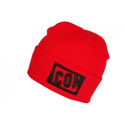 Bonnet Icon Rouge Et Blanc En Laine – Broderie 3D Étoilée – Taille Unique – Neuf Avec Étiquettes – Style Streetwear