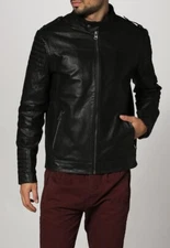 Men Leather New Stylish Genuine Lambskin Biker Black Leather Jacket XS-2XL FB95