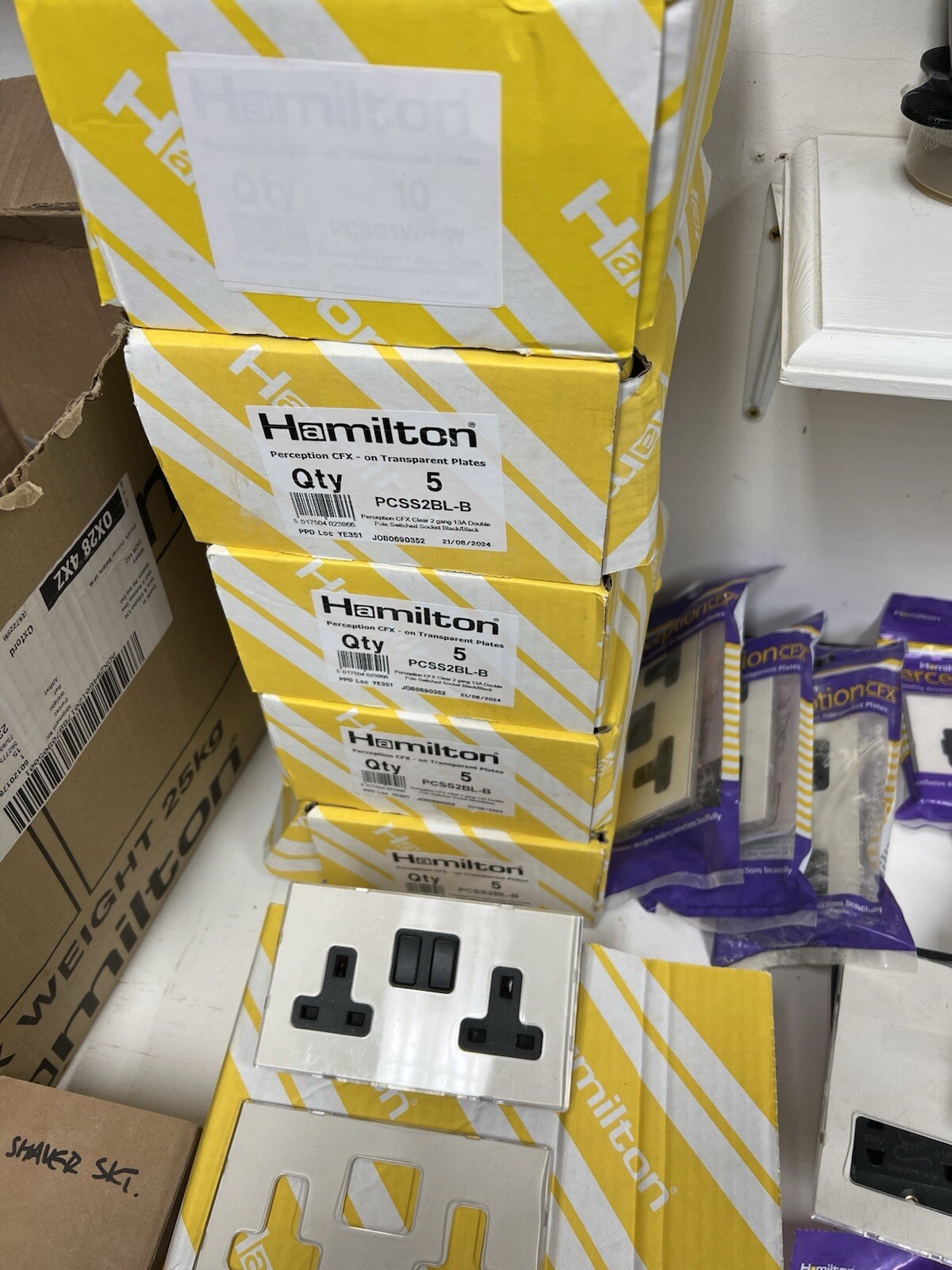 Hamilton Perception CFX Black Inserts Electrical Socket Switch Faceplates Joblot