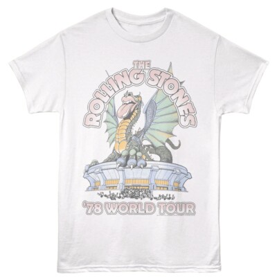 The Rolling Stones T-Shirt 1978 DRAGON TOUR MICK JAGGER Licensed White Cotton
