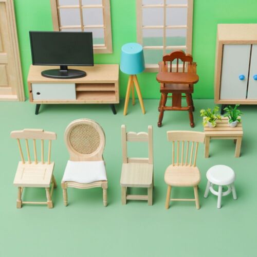 Miniatur-Stuhl-Sofa Holz Mini Hocker Puppenhaus möbel Puppenhaus-Zubehör - Bild 1 von 20