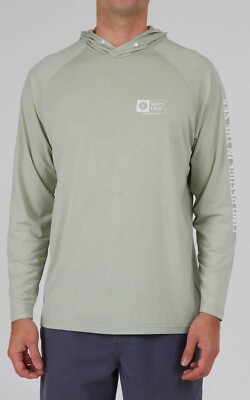 Salty Crew Mariner UV Hood LS Tee Men's Dusty Sage Pullover UPF40+ Large LL6
